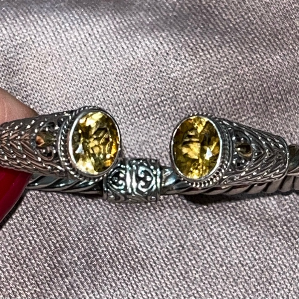 Citrine Sterling Artisan Bracelet 925 Gemstone Bali